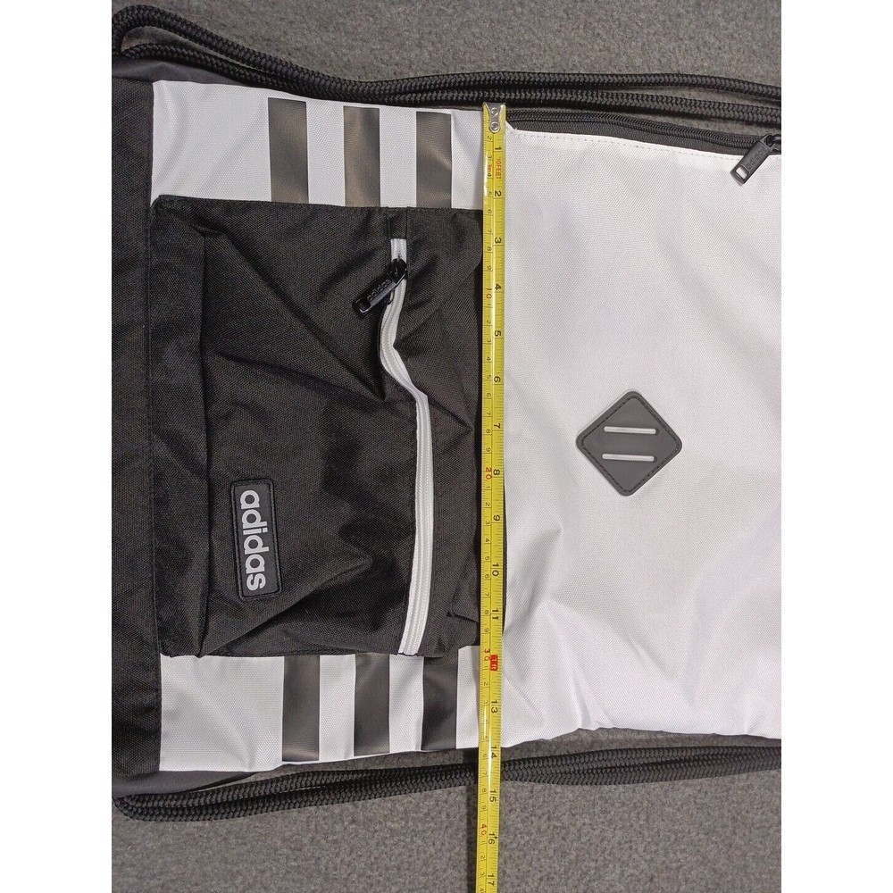 Adidas "Sack Pack" White Black - 18 X 14 Media Safe Lined Pocket New - Picture 3 of 9